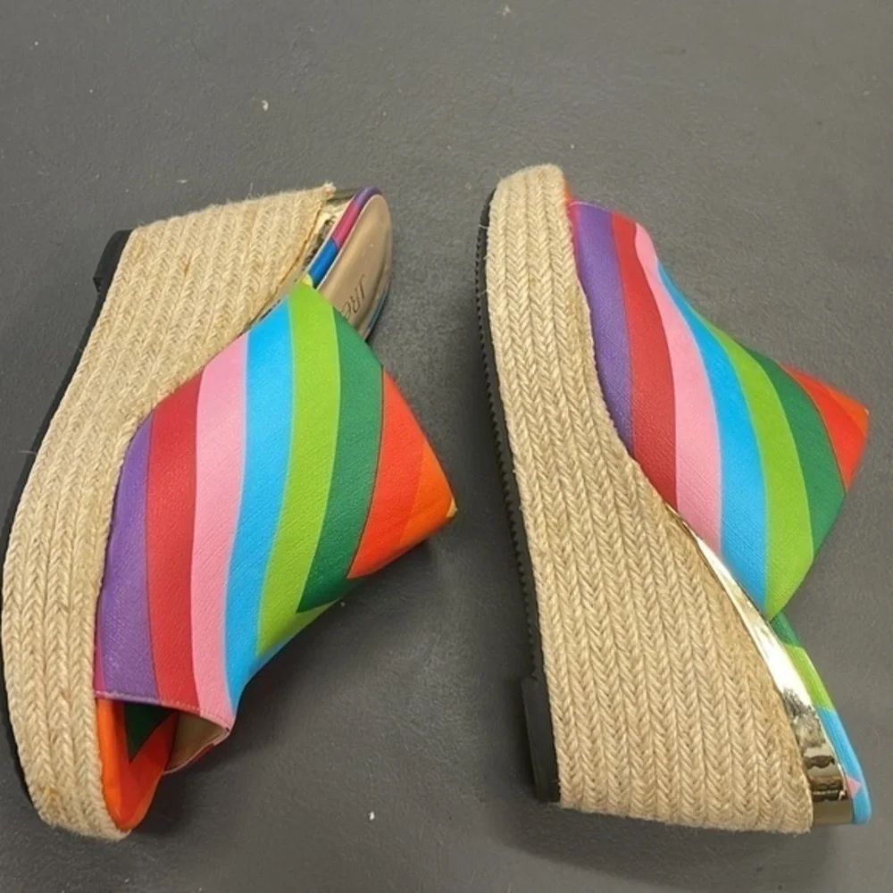 J Renee Prys rainbow striped wedge sandal